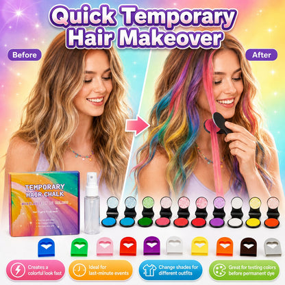 ⏳LAST DAY SALE 60% OFF!!🌈12-Color Temporary Hair Chalk Applicator Set🌈 |✅No Bleach, No Stain