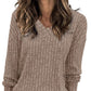🔥Last Day Promotion 50% OFF🌟Women's V Neck Long Sleeve Solid Sweater
