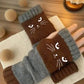 🔥Winter Hot Sale 49% off😻Cat Knitted Embroidery Fingerless Gloves - Cosy, Stylish, Casual Winter Wear