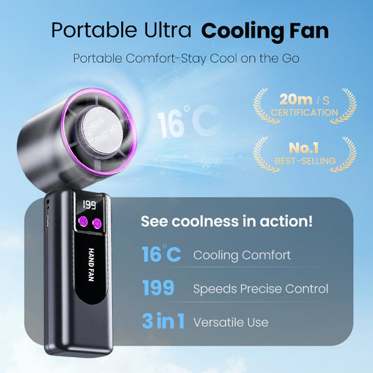 🌬️LAST DAY 50% OFF❄️Mini Handheld Cooling Fan – Fast Ice Cooling Portable Fan, 100 Speeds, 8‑Hour Battery