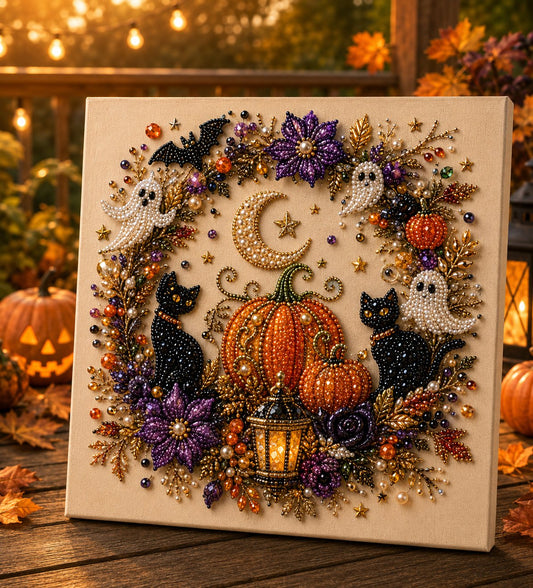 🔥LAST DAY SALE ONLY ￡8.99!!  👻✨ Halloween Pearl Art DIY Kit – Turn Tiny Pearls into Spooky-Cute Magic