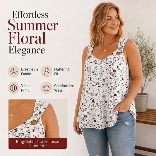 🌸 Women's Floral Print Tank Top – Chic V-Neck & Flowy Fit – Summer Wardrobe Essential 🌞