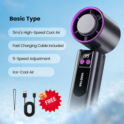🌬️LAST DAY 50% OFF❄️Mini Handheld Cooling Fan – Fast Ice Cooling Portable Fan, 100 Speeds, 8‑Hour Battery