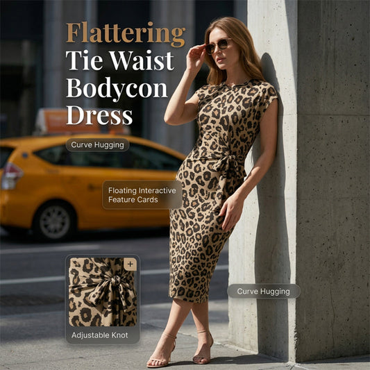🥳2026 HOT SALE 50% OFF! 💞Women's Knot Bodycon Dress – Leopard print, tummy-flattering knot. Comfy & chic.✨🌹