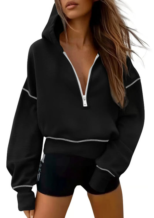 🍂Autumn Promotion 49%💕Women's Hooded Sweatshirt with Half zip
