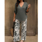 🥳2026 HOT SALE 50% OFF! 💞Women's V-Neck Blouse & Printed Wide-Leg Pants Set