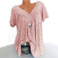 🎉 Last Day Promotion-60% OFF 🍃 Summer V-neck Loose Short sleeve Print Casual Women's T shirt