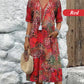 💥2026 Mother's Day Sale 50% OFF🤩Women's Vivid Printed V-Neck Midi Dress