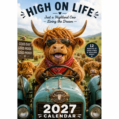 🔥New Hot Selling-60% Off!!🐮2027 Funny Highland Cow Wall Calendar | A4 Hanging Calendar | Designed by Isabel Kline