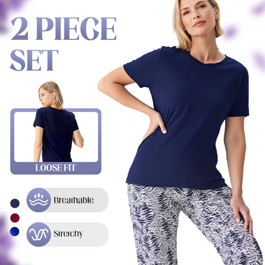 🔥⏳ Limited time 49% off! 👚 Casual two-piece for women | Solid Color Top + Tie-Dye Pants Set