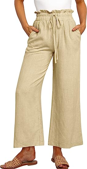 🔥Today 50% Off🔥Women's High Waist Drawstring Wide Leg Linen Pants