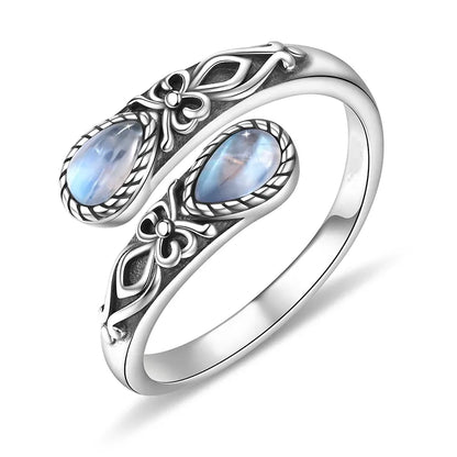 📢⏳Buy 1 Get 1 Free - 50% OFF !! ⏰Vintage Adjustable Open Ring with Teardrop Glowing Zircon