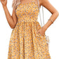 ⏰Summer Hot Sale - 49% Off💃Women's Summer Dresses Casual Square Neck Floral Sundress With Pockets