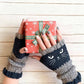 🔥Winter Hot Sale 49% off😻Cat Knitted Embroidery Fingerless Gloves - Cosy, Stylish, Casual Winter Wear