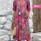 💥2026 Mother's Day Sale 50% OFF🤩Women's Vivid Printed V-Neck Midi Dress