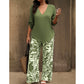 🥳2026 HOT SALE 50% OFF! 💞Women's V-Neck Blouse & Printed Wide-Leg Pants Set