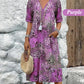 💥2026 Mother's Day Sale 50% OFF🤩Women's Vivid Printed V-Neck Midi Dress