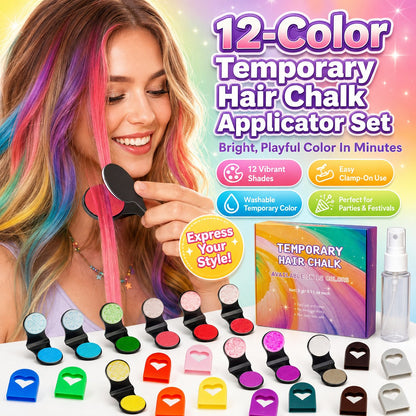 ⏳LAST DAY SALE 60% OFF!!🌈12-Color Temporary Hair Chalk Applicator Set🌈 |✅No Bleach, No Stain |
