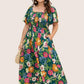 ⏰Summer Hot Sale 50% OFF💃Floral Smocked Square Neck Midi Dress with Pockets