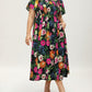 ⏰Summer Hot Sale 50% OFF💃Floral Smocked Square Neck Midi Dress with Pockets