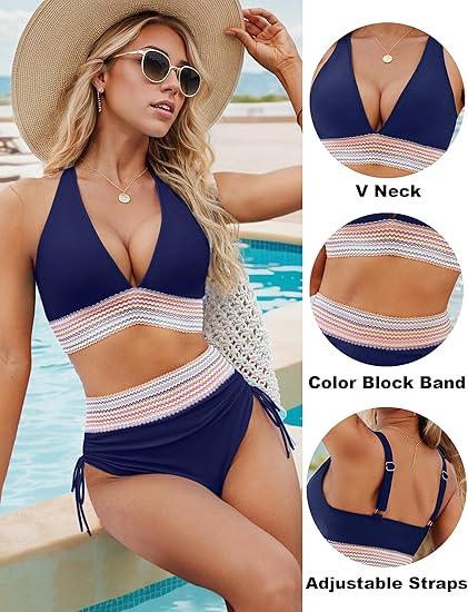 ⏰Last Day Promotion 60% OFF -⏳2026 High Waisted Tummy Control Color Block Bikini Sets