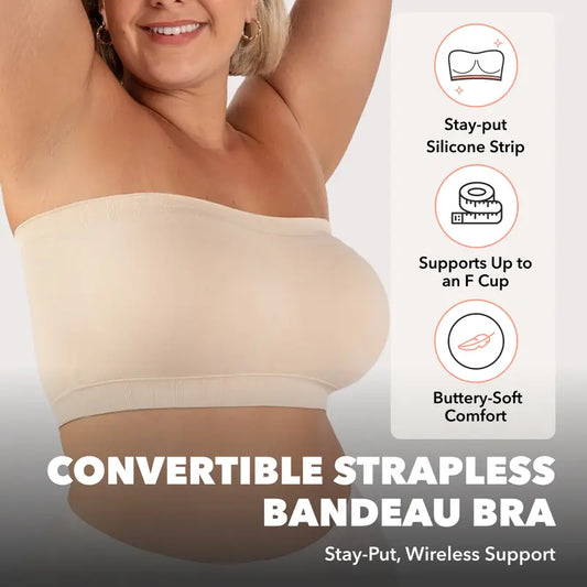 ⛱️Last Day Special Price ￡10.99!!🤩🔥Convertible Strapless Bandeau Bra with Wireless Comfort, Anti-Slip Grip & Removable Straps