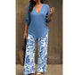 🥳2026 HOT SALE 50% OFF! 💞Women's V-Neck Blouse & Printed Wide-Leg Pants Set