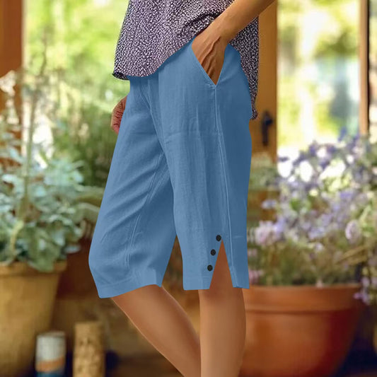 📢Limited-time 50% OFF👖Women's Casual Solid Color Pocket Capri Pants