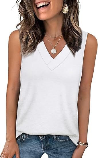 🎁Summer Promotion 49% OFF✨Women's Sleeveless V-Neck Slimming Loose Fit Casual Tank Top