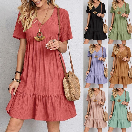 🎁Hot Sale 50% Off⏳ Retro V-neck Loose Casual Dress