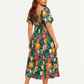 ⏰Summer Hot Sale 50% OFF💃Floral Smocked Square Neck Midi Dress with Pockets