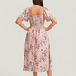 ⏰Summer Hot Sale 50% OFF💃Floral Smocked Square Neck Midi Dress with Pockets