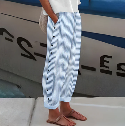 ☀️Summer Hot Sale 47% OFF!!🌿🌸Comfy Blue Striped Side Pocket Pants