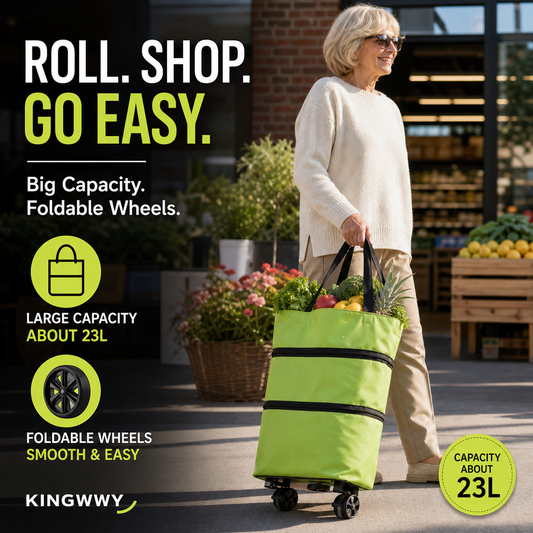 🛍️2-in-1 Foldable Shopping Cart – Carry More, Roll Easier