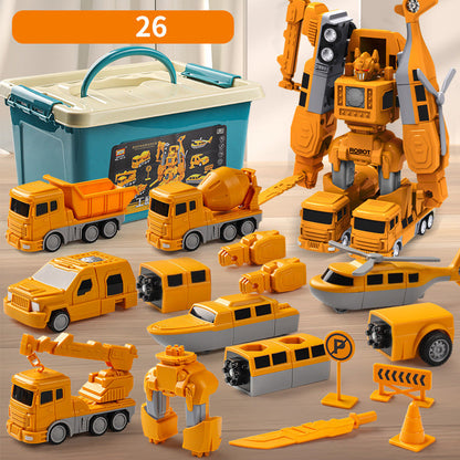 50% Off🔥Magnetic Transform Engineering Car Assembled Toys