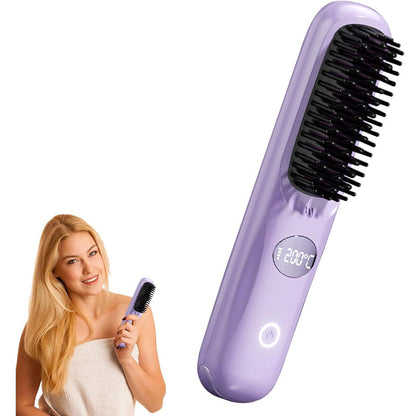 🔥Hot Sale - 70% OFF🎉Cordless Hair Straightener Brush with LED Display