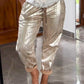 Women's 2 Piece Set: Devil's Eye Gold Foil Top and Sequin Pants Set