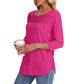 💕Last Day 50% Off👚Women’s Pleated Detail 3/4 Sleeve Casual T-Shirt