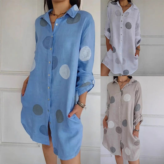 🌸Spring Specials💐Women's Casual Printed Button-Down Shirt Dress