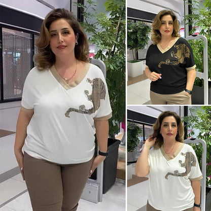 🌸Summer Specials💐 Women's Casual Elegant Printed V-Neck Top