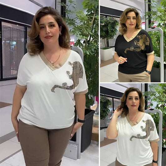 🌸Summer Specials💐 Women's Casual Elegant Printed V-Neck Top