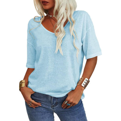 🔥Last Day 49% OFF🔥Women's Solid Color V-Neck T-shirt - 12 COLORS