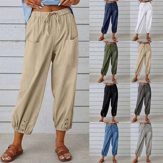 💥50% OFF NOW!!👖Women's Capri Pants – Wide Leg Drawstring – Comfy Fit, Casual Style & Elastic Waist 💫
