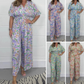 🌸Summer New🌸 Women’s Elegant V-Neck Printed Wide-Leg Jumpsuits