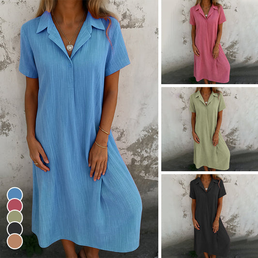 ⏰Hot Sale 49% Off💃Women’s Solid Color Short-Sleeve Dress