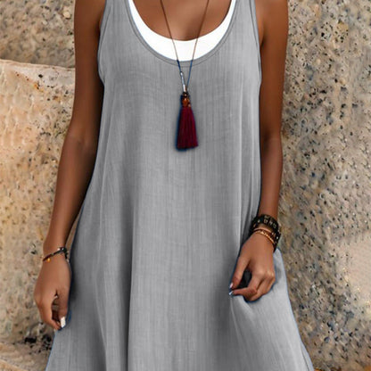 ⏰Last Day Sale 50% Off💃Women's Casual Loose Sleeveless Fake Two Piece Tank Dress