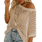 🔥Lsat Day 50% Off🔥⏰Womens Casual Short Sleeve Hollow Out Pullover Knit Tops