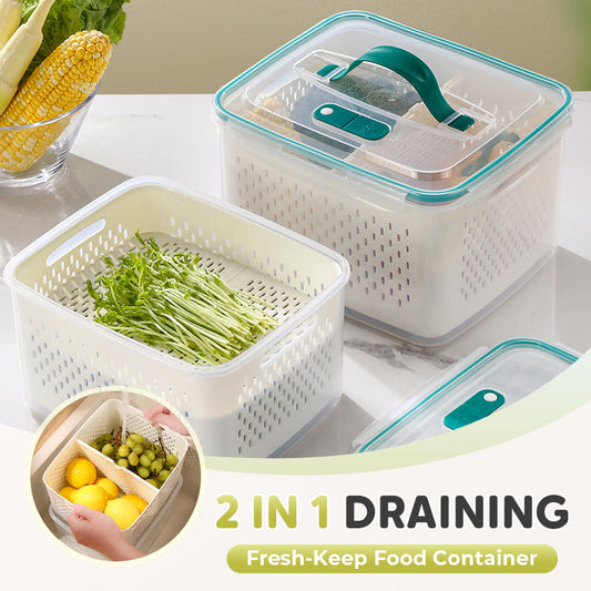 🔥Summer Hot Sale 49％ OFF💝2 in 1 Draining Fresh-Keep Food Container