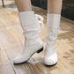 Women's Lace-Up Chunky Heel Mid-Calf Boots