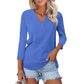 🌸Autumn Specials💐Women's 3/4 Sleeve V Neck Solid Color Top